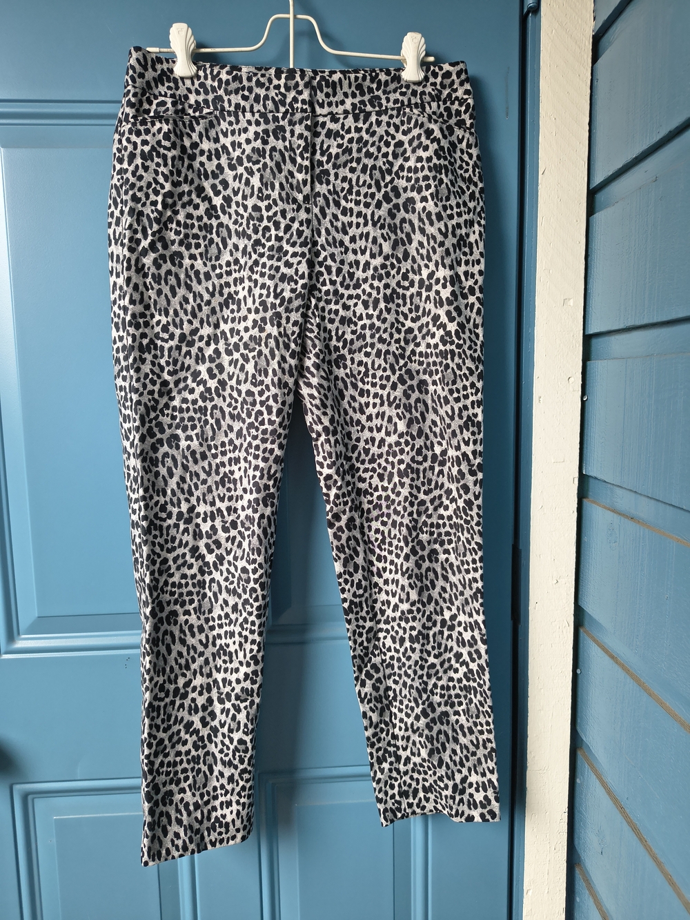 White House Black Market Black & White Leopard Straight-Leg Pants